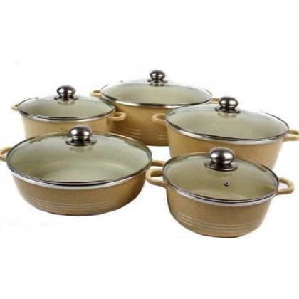 طقم 5 طناجر سكب لون ذهبي