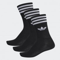 adidas Unisex' Solid Crew Socks 3 Pairs- جوارب اديداس كرو للجنسين (3 أزواج) لون أسود