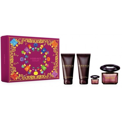 Versace Crystal Noir SET ( 100ml Shower Gel + 100ml Body lotion + 90ml & 5ml EDT Perume ) For Women