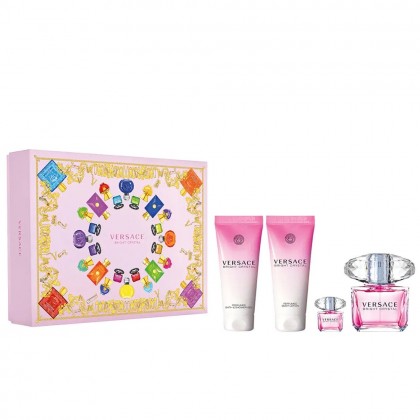 Versace Bright Crystal SET ( 100ml Shower Gel + 100ml Body lotion + 90ml & 5ml EDT Perfume ) For Women