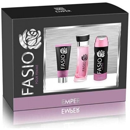 EMPER FASIO SET ( 100ml EDP + 200ml Deodrant + 100ml Body Lotion ) For Women