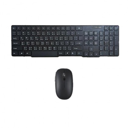 طقم كيبورد وماوس مكتبي ويرليس يعمل بالبطاريات