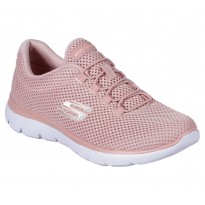 Skechers Women's Summits - Quick Lapse Shoes حذاء سكيتشرز سوميتس كويك لابس للنساء لون زهري ونعل أبيض