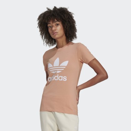 adidas Womens' Adicolor Classics Trefoil Tee - Pink- تيشيرت اديداس ادي كلر كلاسيك للنساء لون زهري