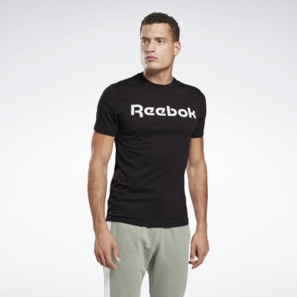 Reebok Mens' Graphic Series Linear Logo Tee- تيشيرت ريبوك جرافيك سيريس لينر للرجال لون أسود