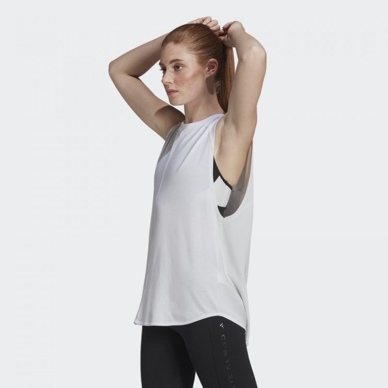 adidas Women's Karlie Kloss Loose Tank Top - White- توب تانك اديداس كارلي كلوس للنساء لون أبيض