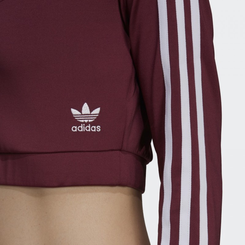تيشيرت قصير مع ثلاث خطوط الماركة مع أكمام طويلة من اديداس بلوزه رياضية للنساء لون أحمر Adidas ADICOLOR CLASSICS LONG SLEEVE TEE