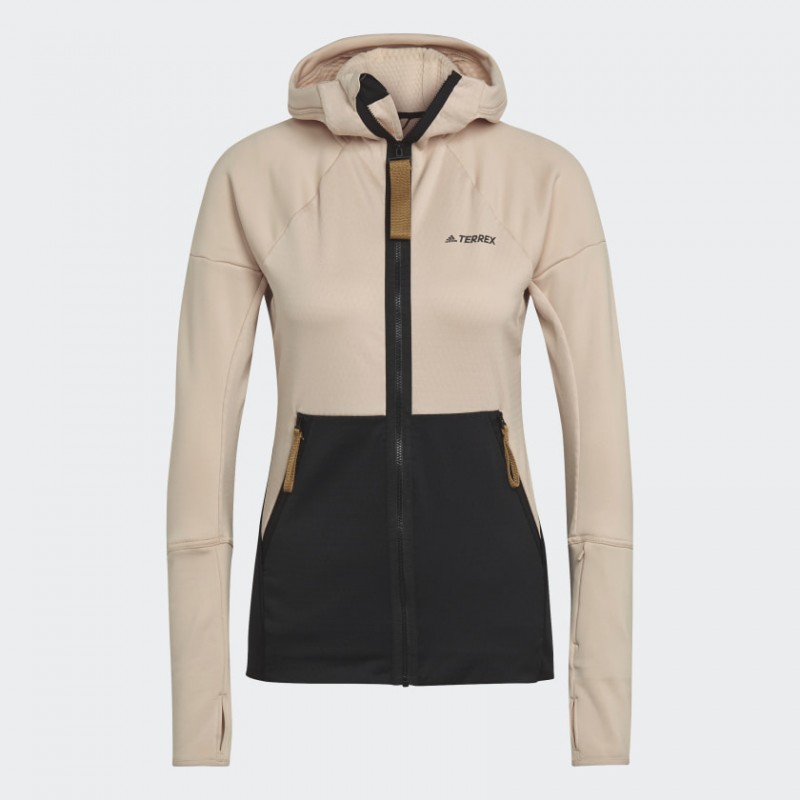 adidas Womens' Terrex Tech Ed Fleece - Black- جاكيت اديداس تريكس للنساء لون اسود وبيج