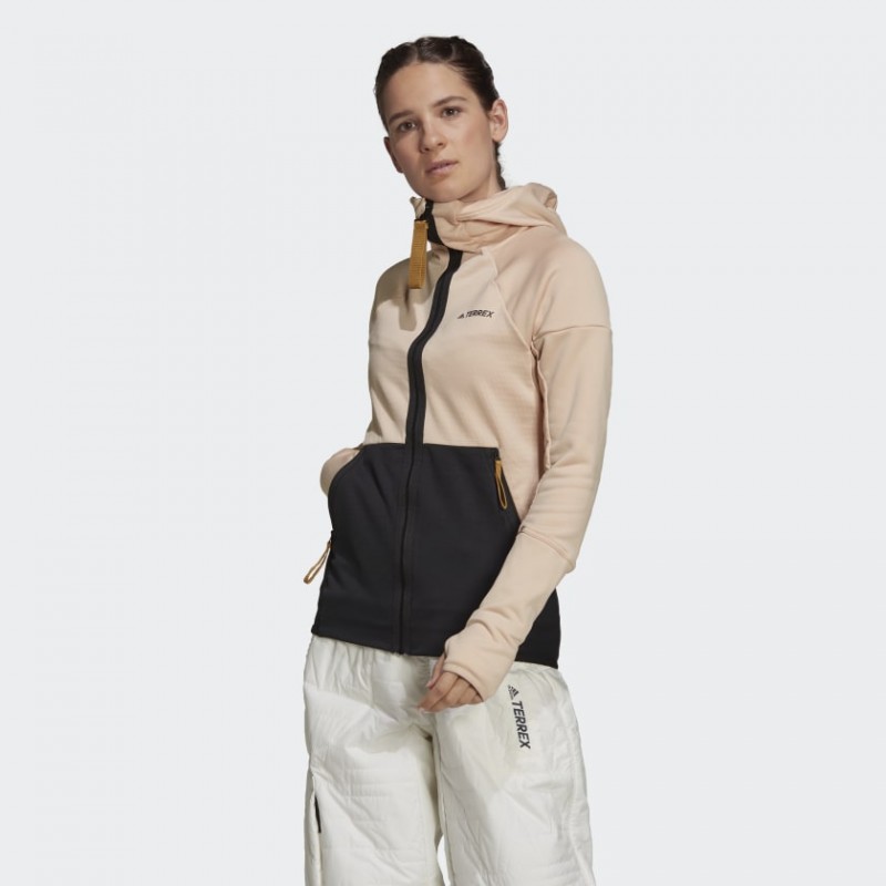 adidas Womens' Terrex Tech Ed Fleece - Black- جاكيت اديداس تريكس للنساء لون اسود وبيج