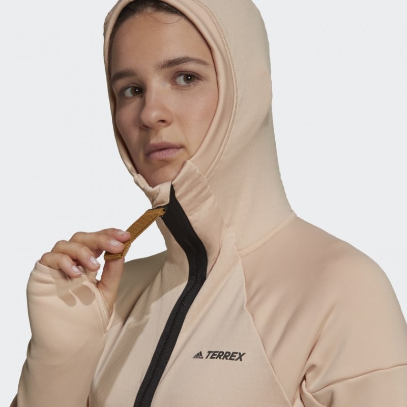 adidas Womens' Terrex Tech Ed Fleece - Black- جاكيت اديداس تريكس للنساء لون اسود وبيج
