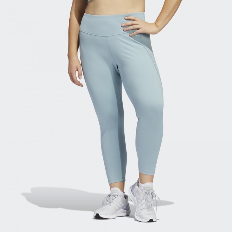 adidas Womens' Yoga Studio 7/8 Leggings (Plus Size) - Grey- بنطلون ضيق رياضي من اديداس يوغا 7/8 للنساء لون رمادي فاتح