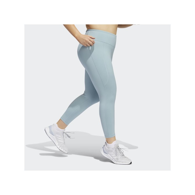 adidas Womens' Yoga Studio 7/8 Leggings (Plus Size) - Grey- بنطلون ضيق رياضي من اديداس يوغا 7/8 للنساء لون رمادي فاتح
