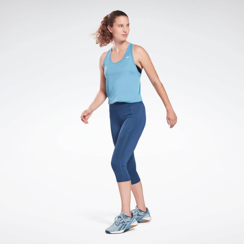 تيشيرت (حفر) ريبوك ورك اوت مش تانك للنساء لون أزرق - Reebok Women's Workout Ready Mesh Back Tank Top- Blue