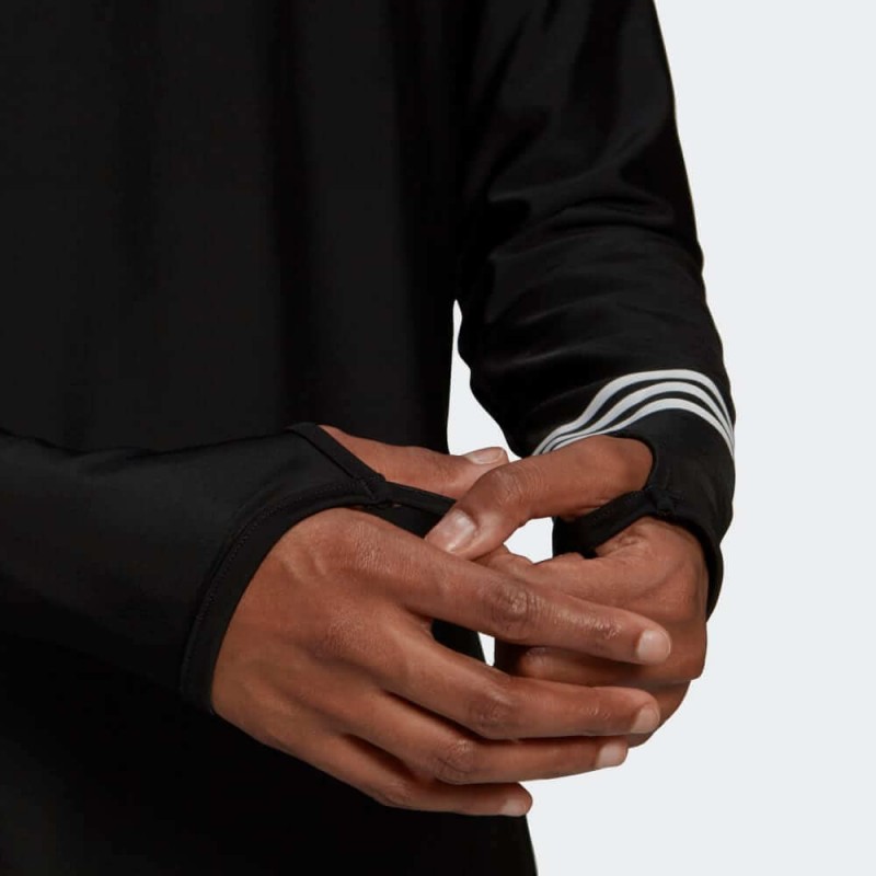 بلوزة سباحة طويلة مزينة بشعار الماركة من اديداس للنساء لون أسود Adidas 3STRIPES LONG SLEEVE SWIM TOP