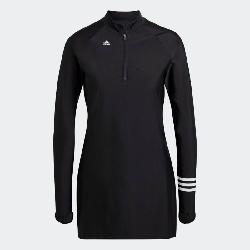 بلوزة سباحة طويلة مزينة بشعار الماركة من اديداس للنساء لون أسود Adidas 3STRIPES LONG SLEEVE SWIM TOP