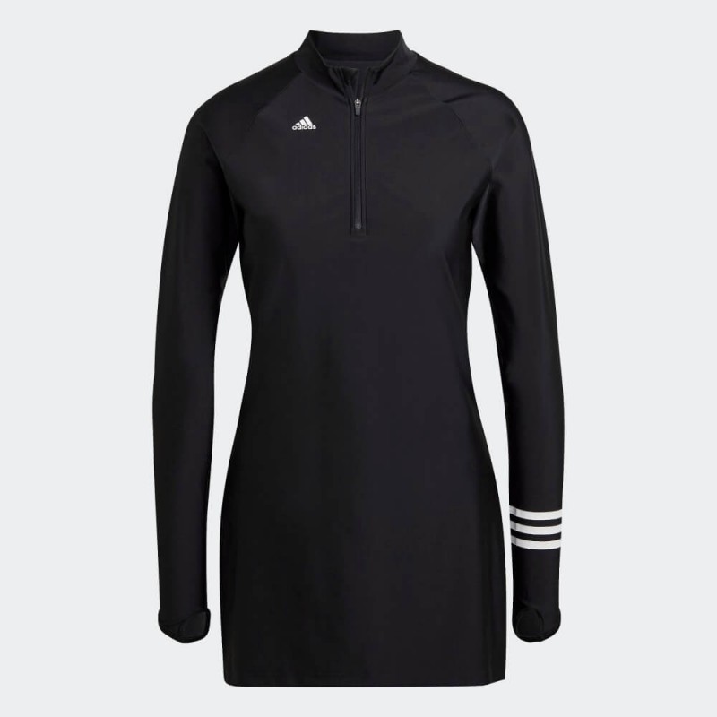 بلوزة سباحة طويلة مزينة بشعار الماركة من اديداس للنساء لون أسود Adidas 3STRIPES LONG SLEEVE SWIM TOP