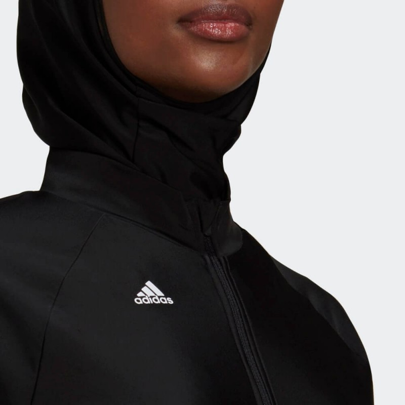 بلوزة سباحة طويلة مزينة بشعار الماركة من اديداس للنساء لون أسود Adidas 3STRIPES LONG SLEEVE SWIM TOP