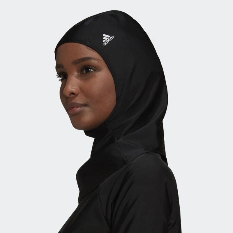 حجاب سباحة بطباعة 3 خطوط من أديداس للنساء لون أسود ADIDAS 3-STRIPES SWIM