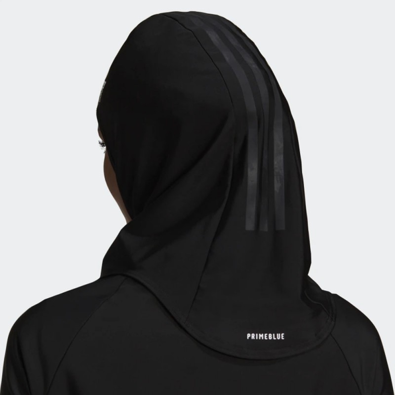 حجاب سباحة بطباعة 3 خطوط من أديداس للنساء لون أسود ADIDAS 3-STRIPES SWIM