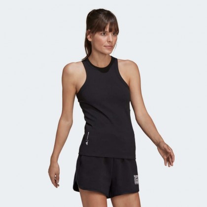 بلوزة كارلي كلوس x تانك توب من اديداس بلوزه رياضية بلا اكمام للنساء لون أسود Adidas Karlie Kloss Ribbed Tank Top
