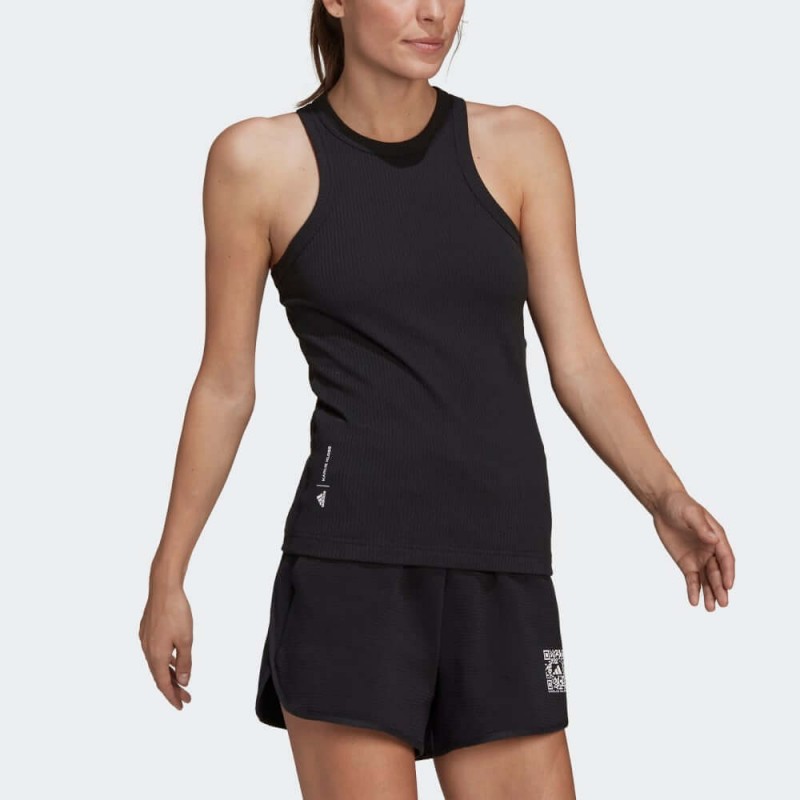 بلوزة كارلي كلوس x تانك توب من اديداس بلوزه رياضية بلا اكمام للنساء لون أسود Adidas Karlie Kloss Ribbed Tank Top