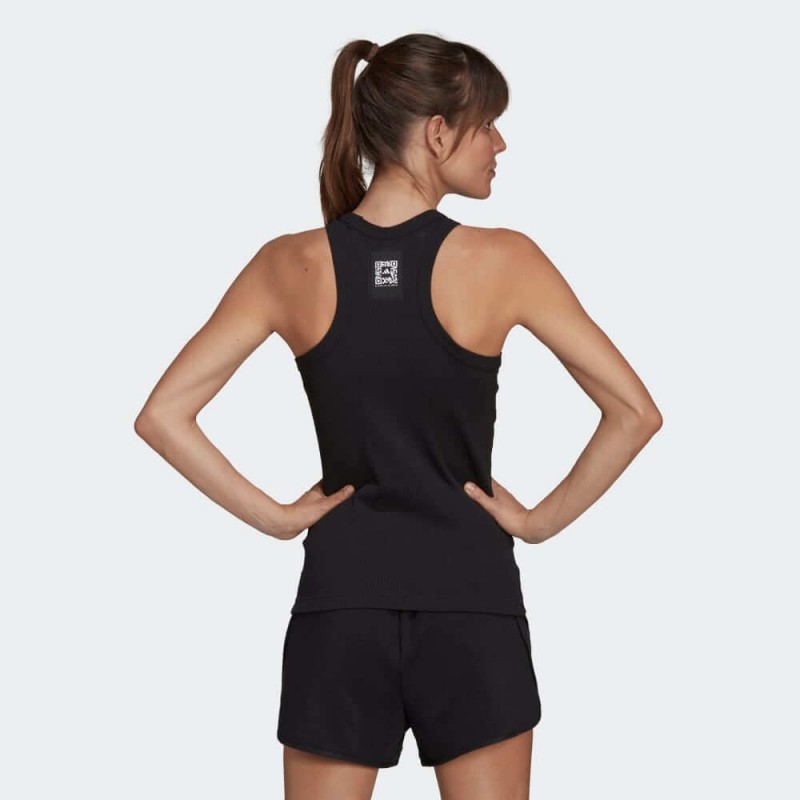 بلوزة كارلي كلوس x تانك توب من اديداس بلوزه رياضية بلا اكمام للنساء لون أسود Adidas Karlie Kloss Ribbed Tank Top
