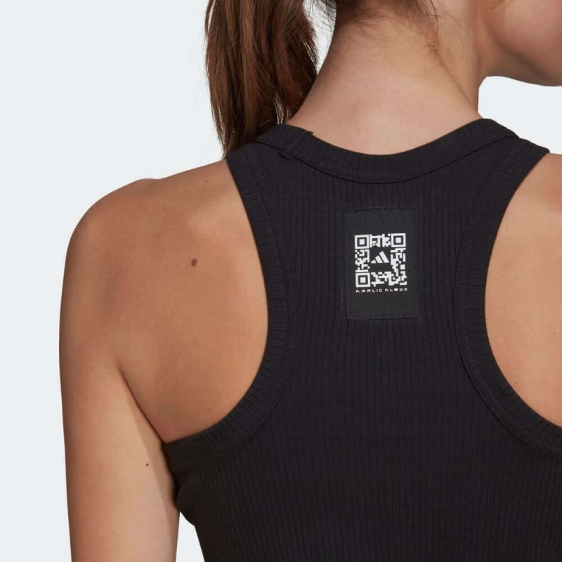 بلوزة كارلي كلوس x تانك توب من اديداس بلوزه رياضية بلا اكمام للنساء لون أسود Adidas Karlie Kloss Ribbed Tank Top