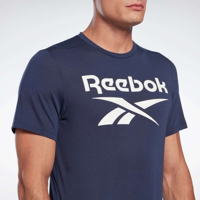 Reebok Mens' Workout Ready Supremium Graphic Tee- تيشيرت ريبوك وورك اوت للرجال لون كحلي