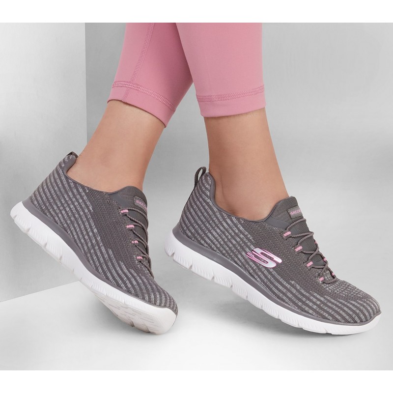 حذاء سكيتشرز سوميتس للنساء لون رمادي ونعل أبيض- Skechers Women's Summits Shoes