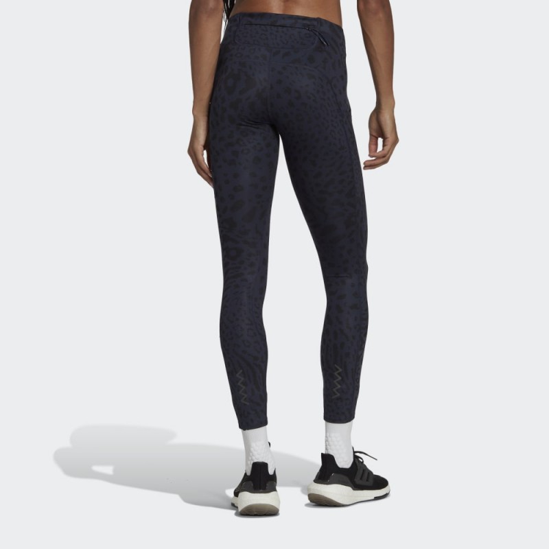 بنطلون ضيق بطبعات جلد من اديداس للنساء لون أسود Adidas FASTIMPACT RUNNING LEOPARD 7/8 LEGGINGS