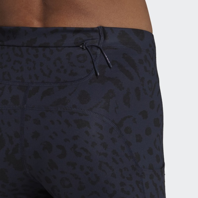 بنطلون ضيق بطبعات جلد من اديداس للنساء لون أسود Adidas FASTIMPACT RUNNING LEOPARD 7/8 LEGGINGS