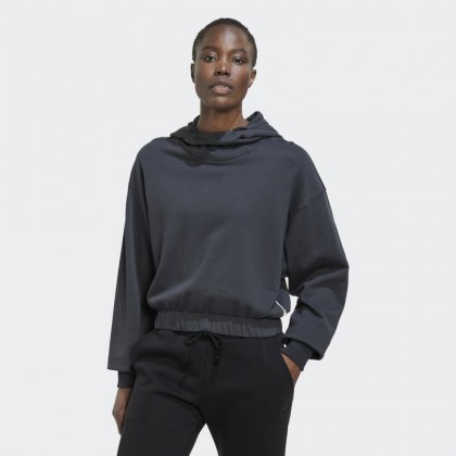 adidas Womens' Studio Lounge Cropped Hoodie - Grey- هودي اديداس استديو يونج كروبيد للنساء لون رمادي