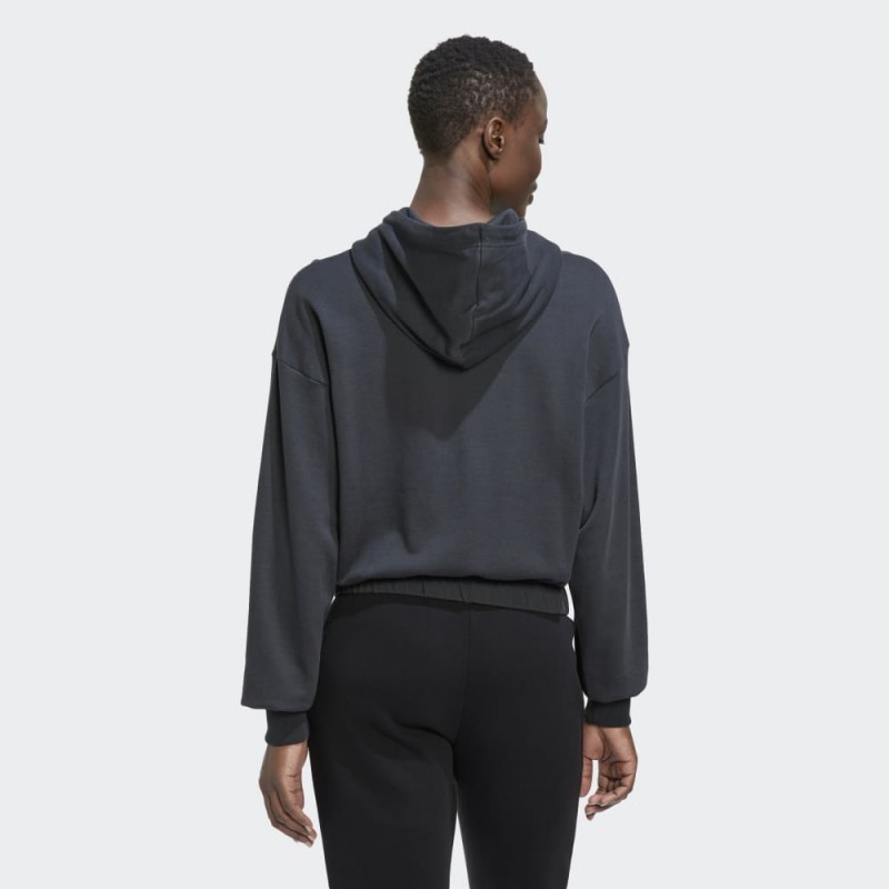 adidas Womens' Studio Lounge Cropped Hoodie - Grey- هودي اديداس استديو يونج كروبيد للنساء لون رمادي