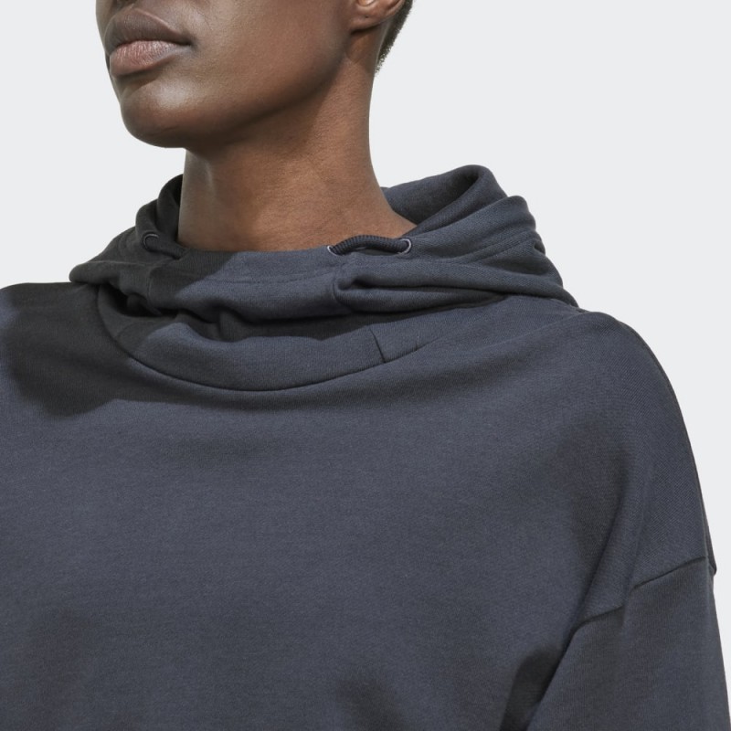adidas Womens' Studio Lounge Cropped Hoodie - Grey- هودي اديداس استديو يونج كروبيد للنساء لون رمادي