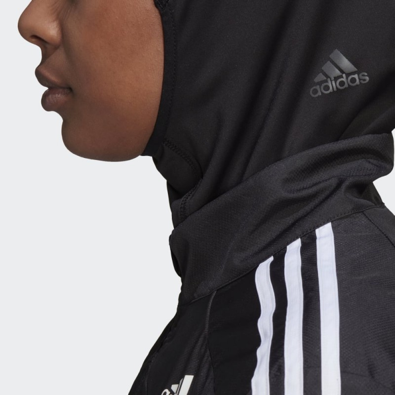حجاب سباحة بطباعة 3 خطوط من أديداس للنساء لون أسود ADIDAS RUN ICONS 3-STRIPES SPORT