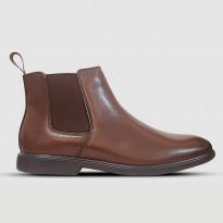 Hush Puppies Chelsea Leather Casual Boot جلد بدون رباط بني