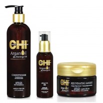 CHI Argan Oil Plus Moringa Oil Deep Moisture Kit ( Argan Oil Shampoo 355ml & Argan Oil 89ml & Argan Oil Rejuvenating Masque )