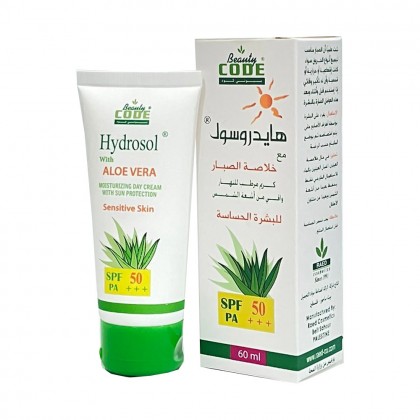 Beauty Code Hydrosol with Aloe vera SPF50 PA +++ هايدروسول مع خلاصة الصبار كريم مرطب للنهار واقي من اشعى الشمس للبشرة الحساسة
