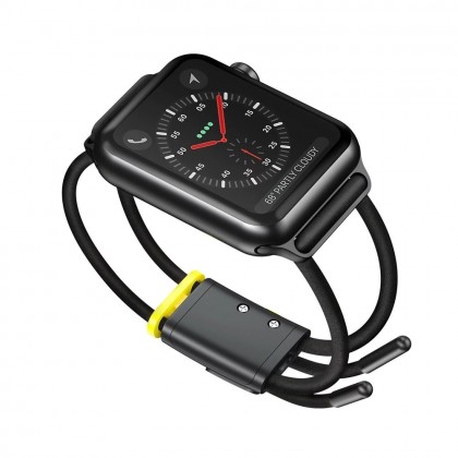 حزام لساعة Apple Watch لون رمادي مع أصفر, يناسب احجام الساعات 42/44mm