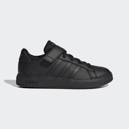 adidas Grand Court Elastic Lace and Top Strap Shoes حذاء سبورت للأطفال لون أسود