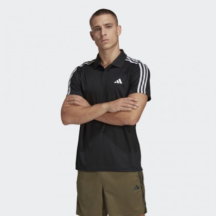 adidas TRAIN ESSENTIALS PIQUÉ 3-STRIPES TRAINING POLO SHIRT تيشيرت للشباب لون اسود