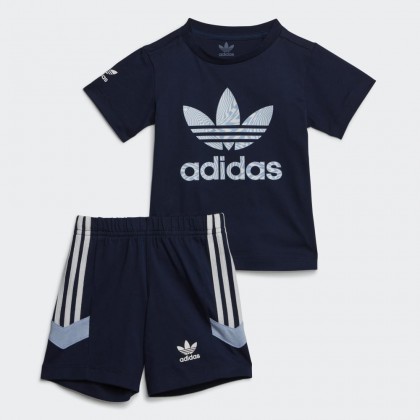 adidas REKIVE SHORTS AND TEE SET طقم تيشيرت وشورت للاطفال لون كحلي