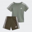 adidas ESSENTIALS SPORT SET طقم تيشيرت وشورت للاطفال لون زيتي