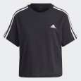 adidas ESSENTIALS 3-STRIPES SINGLE JERSEY CROP TOP تيشريت للنساء لون أسود