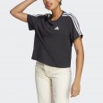 adidas ESSENTIALS 3-STRIPES SINGLE JERSEY CROP TOP تيشريت للنساء لون أسود