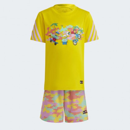 adidas X LEGO PLAY TEE-AND-SHORTS SET طقم شورت وتيشيرت للاطفال لون اصفر