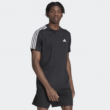 adidas TRAIN ESSENTIALS 3-STRIPES TRAINING T-SHIRT تيشيرت للشباب لون اسود