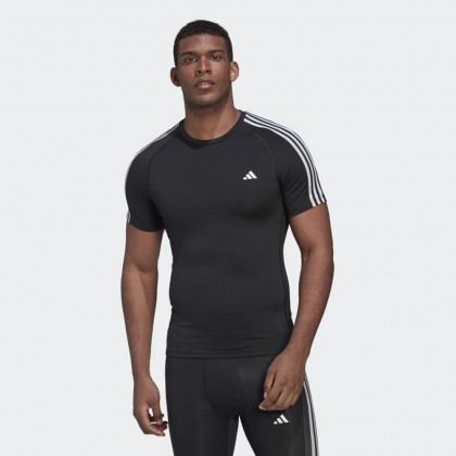 adidas TECHFIT 3-STRIPES TRAINING TEE تيشريت شبابي سبورت لون أسود