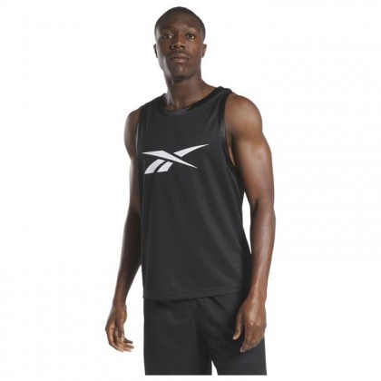 Reebok Basketball Mesh Jersey Tank Top كت باسكيتبول اسود من ريبوك للرجال