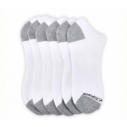 جوارب نو شو 6 أزواج للجنسين لون أبيض Skechers No Show Full Terry 6pk UNISEX Socks